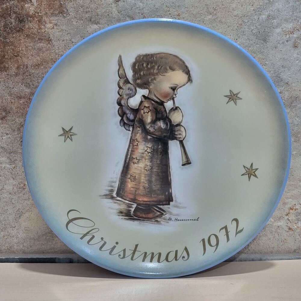 Schmid Hummel Christmas Plate 1972 "Engel mit Flöte" Angel with Flute Decorative